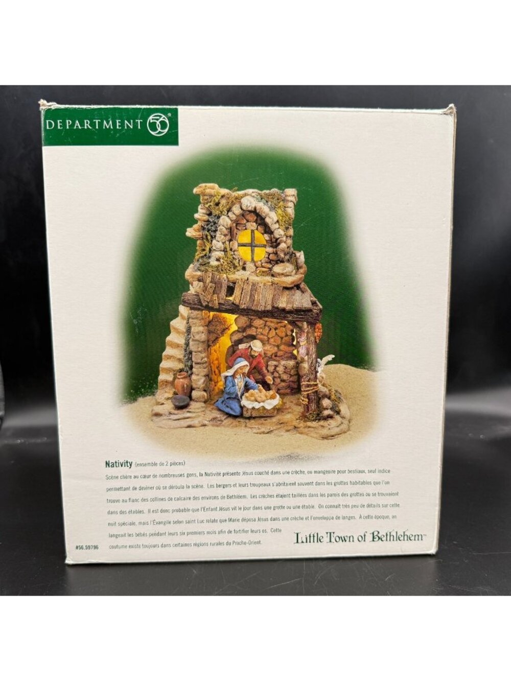 Department 56 Little Town of Bethlehem Nativity 2-pc #56.59796 Illuminated w Box